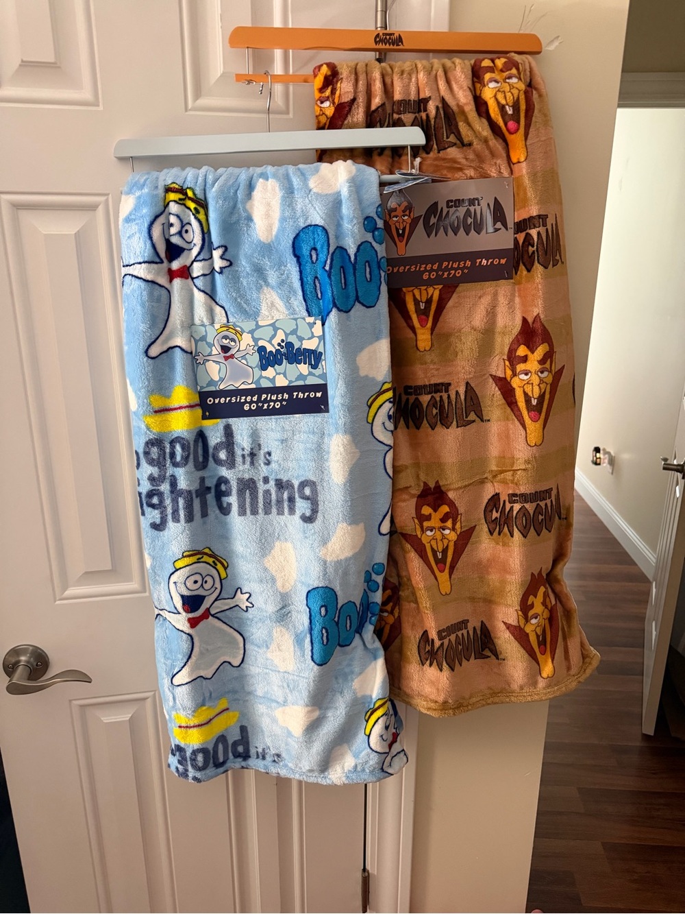 Set of 2 Count Chocula & Boo Berry Oversized Plush Throw Blankets